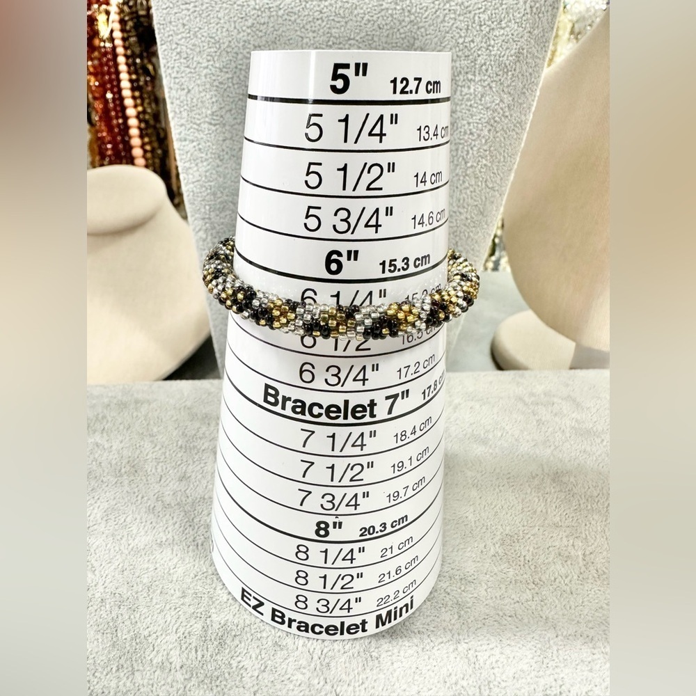 Gold Silver Black Seed Bead Roll Over Bracelets - Picture 3 of 3